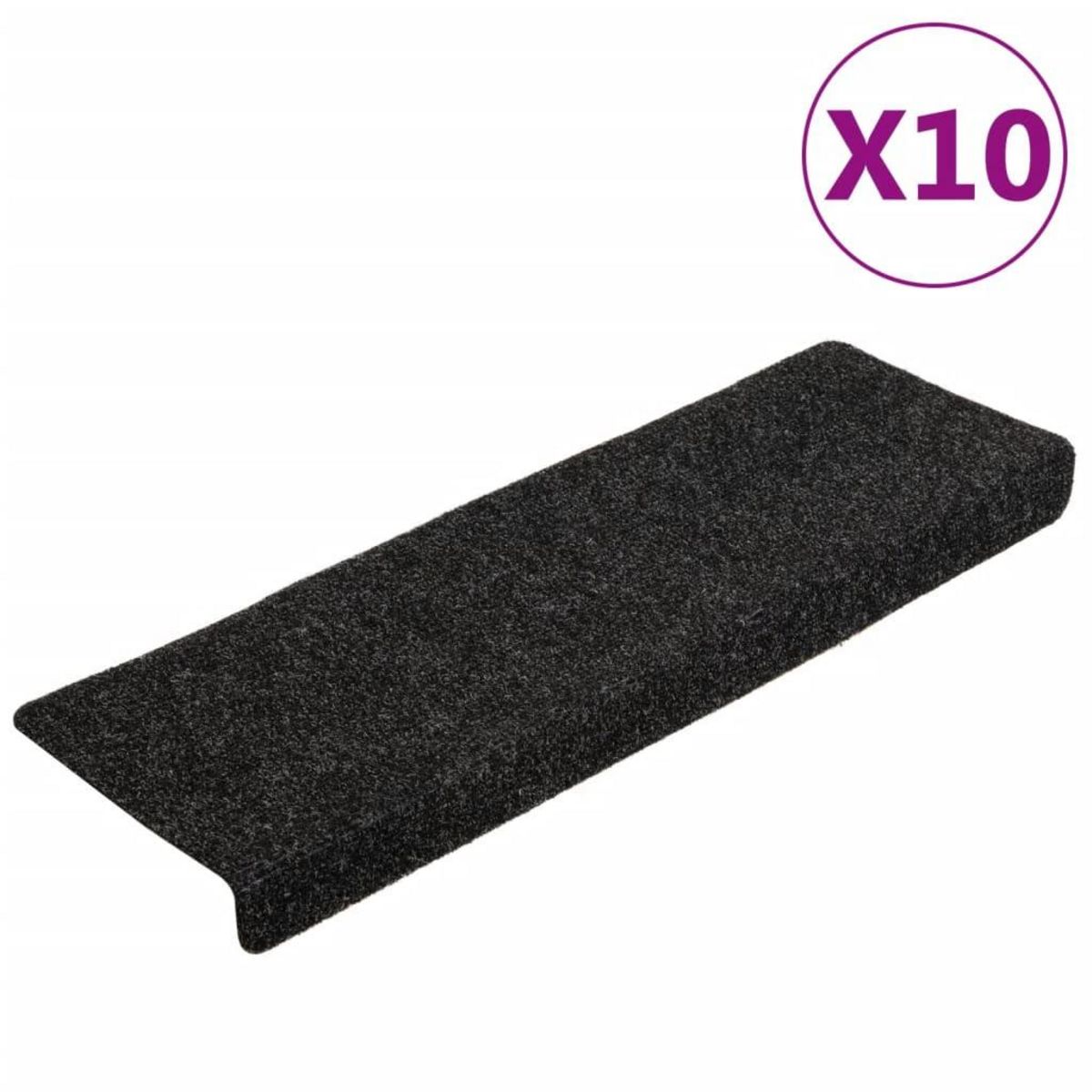VIDAXL Tapis de marches d'escalier 10 pcs Noir 65x21x4 cm Aiguillete