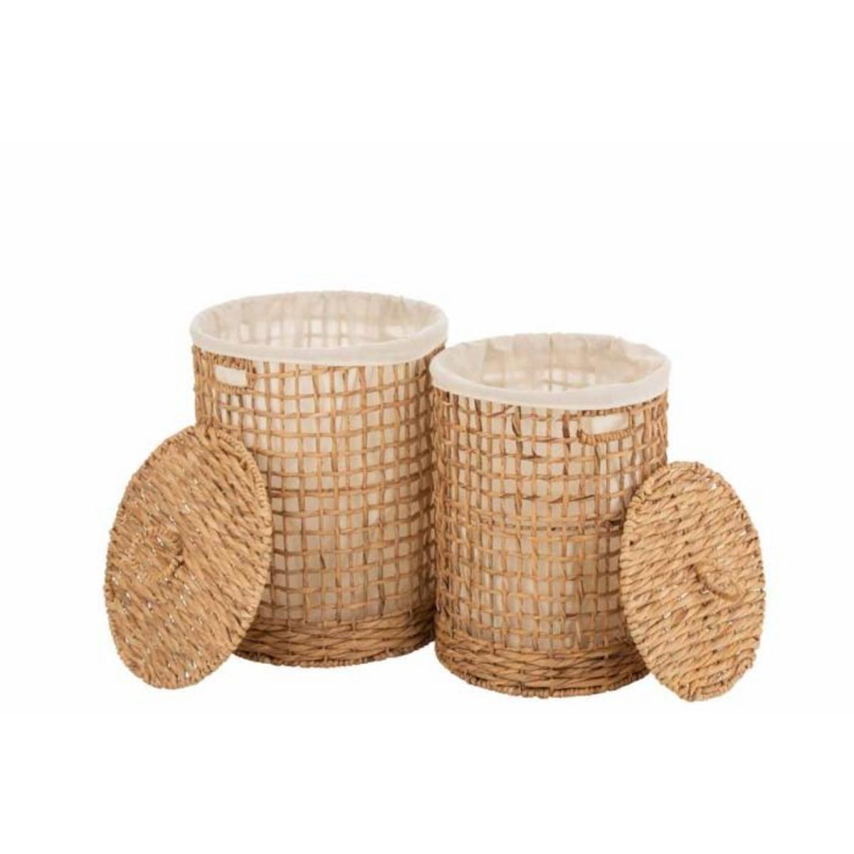 Paris Prix Lot de 2 Paniers avec Couvercle  Linge  55cm Naturel