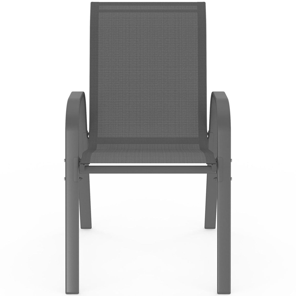 ID MARKET Salon de jardin MADRID table carrée 130 CM et 8 chaises empilables gris anthracite