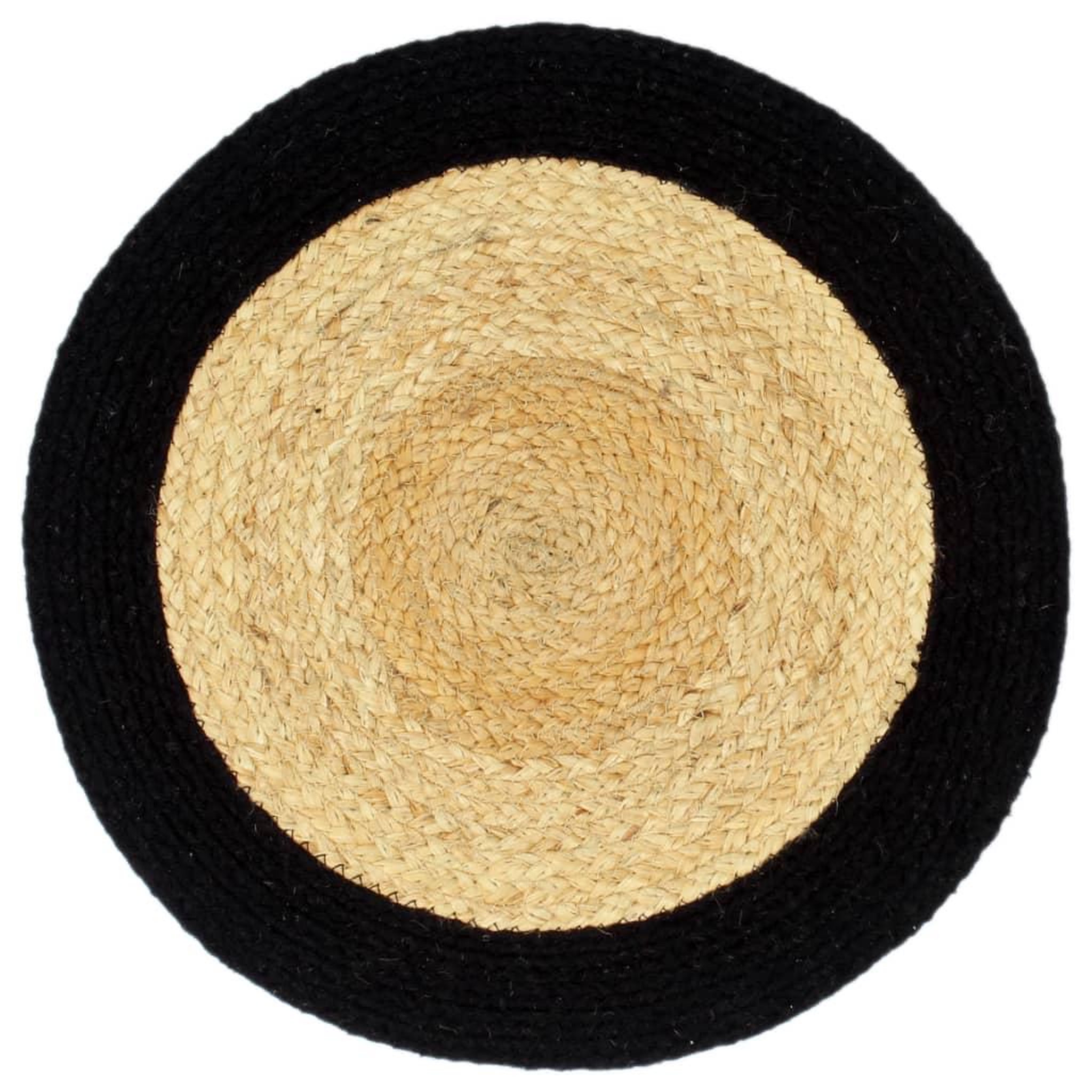 Voir la diapositive 2 : VIDAXL Napperons 4 pcs Naturel et noir 38 cm Jute et coton