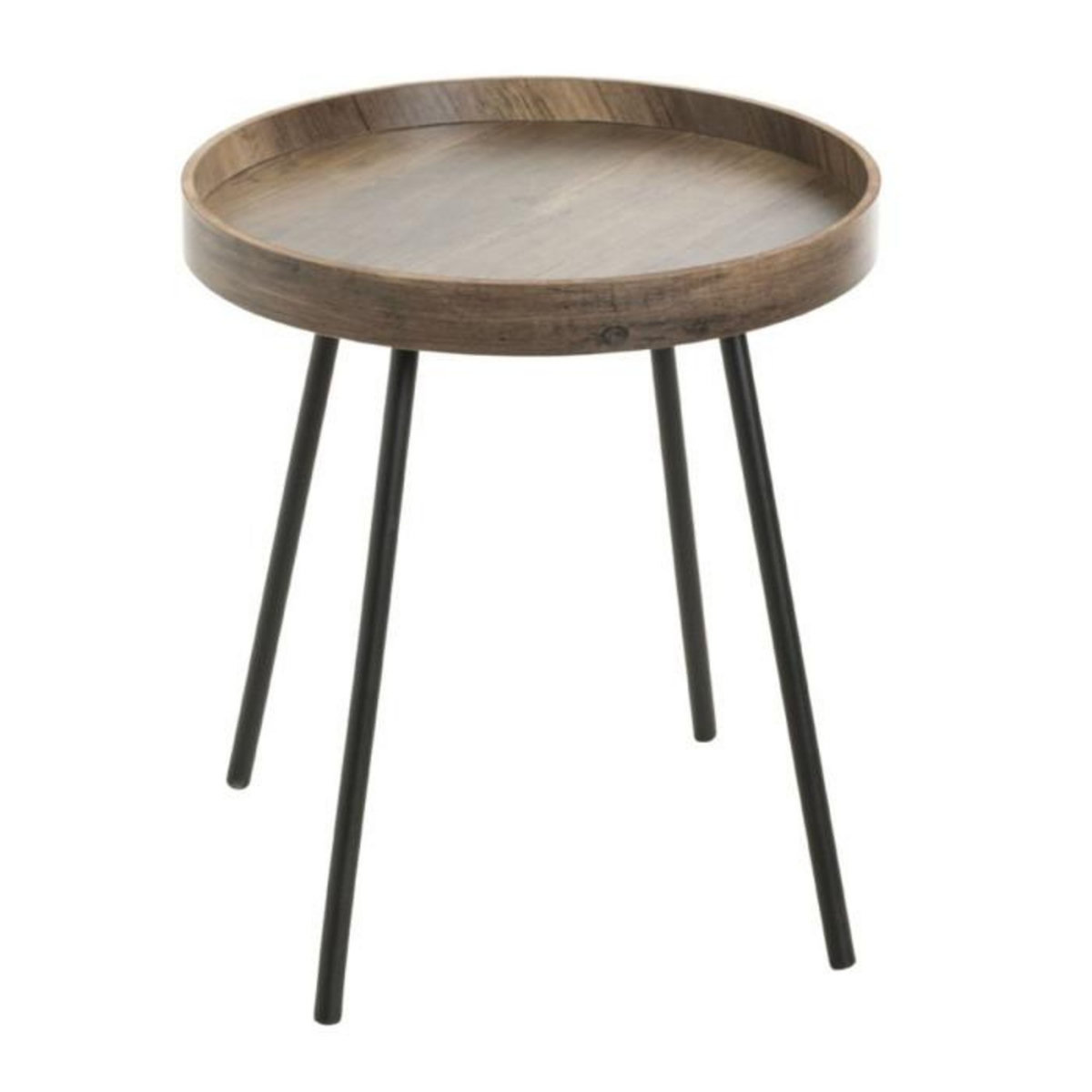 Paris Prix Table d'Appoint avec Rebord  Miranda  45cm Chêne Foncé & Noir