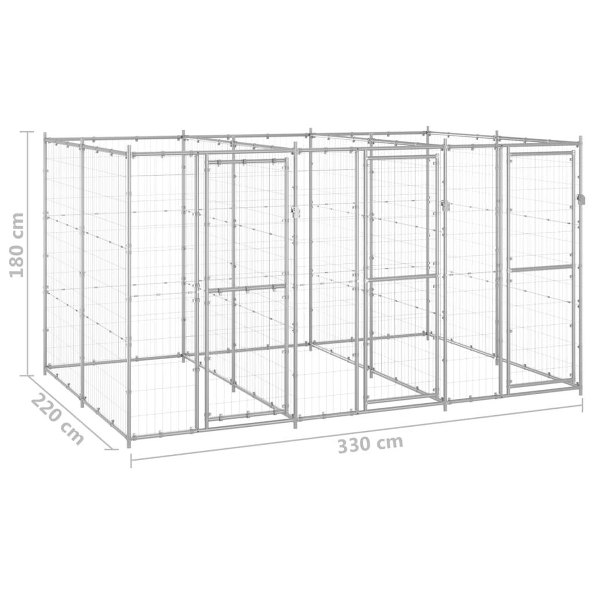 Voir la diapositive 6 : VIDAXL Chenil exterieur Acier galvanise 7,26 m²