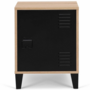 Voir la diapositive 3 : ID MARKET Table de chevet ESTER effet bois 1 porte métal noir design industriel