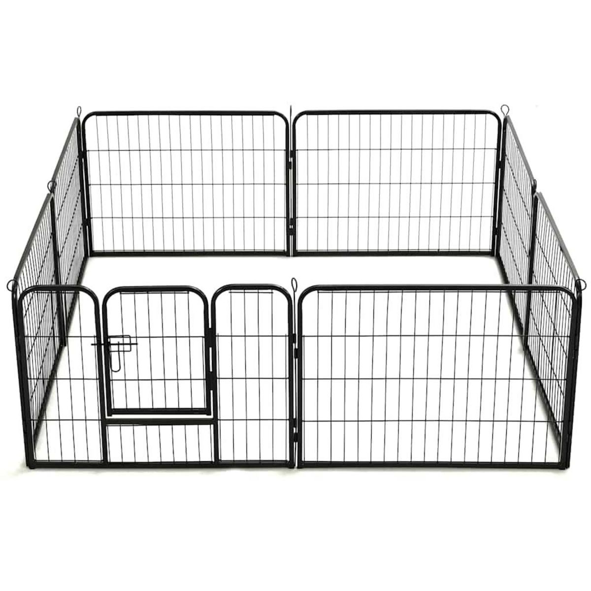 VIDAXL Parc pour chiens 8 panneaux Acier 60 x 80 cm Noir