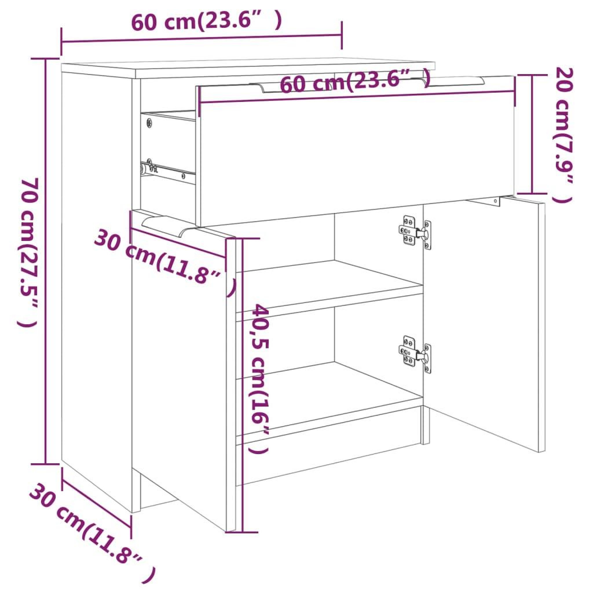 Voir la diapositive 6 : VIDAXL Buffet Sonoma gris 60x30x70 cm Bois d'ingenierie