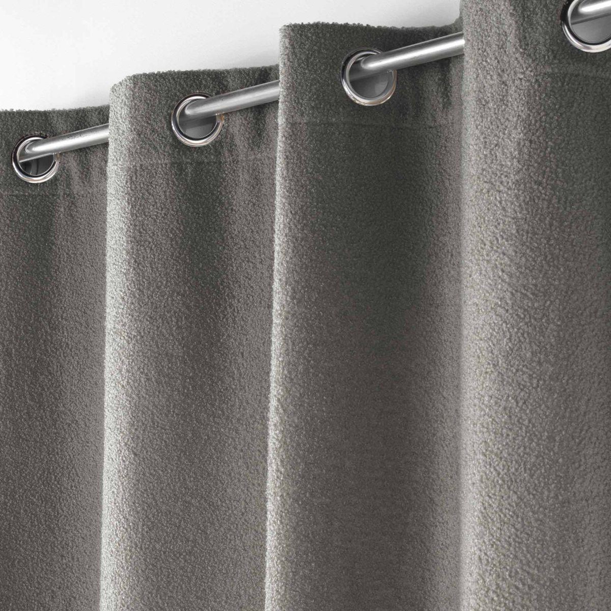 Voir la diapositive 3 : Douceur d'Intérieur Rideau à œillets bouclette  wooly  140x240cm gris