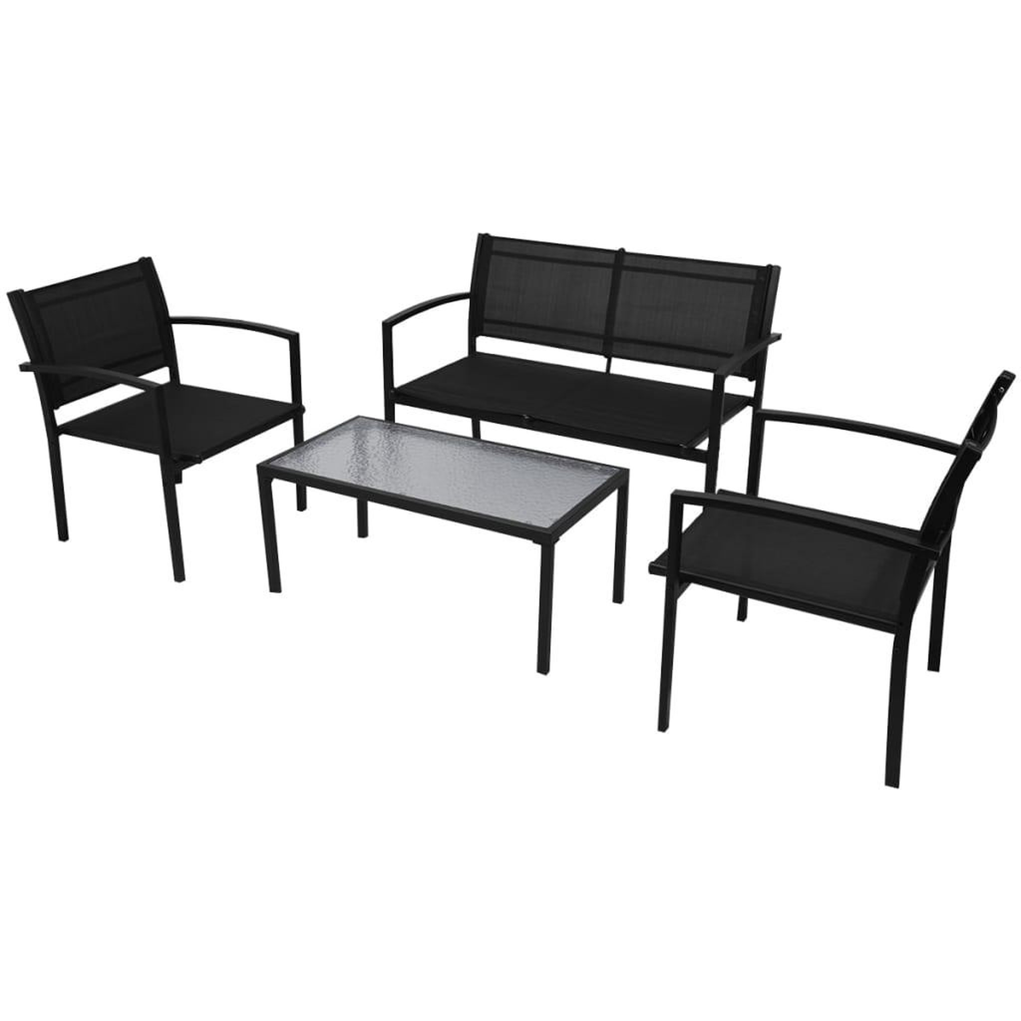 VIDAXL Salon de jardin 4 pcs textilene noir