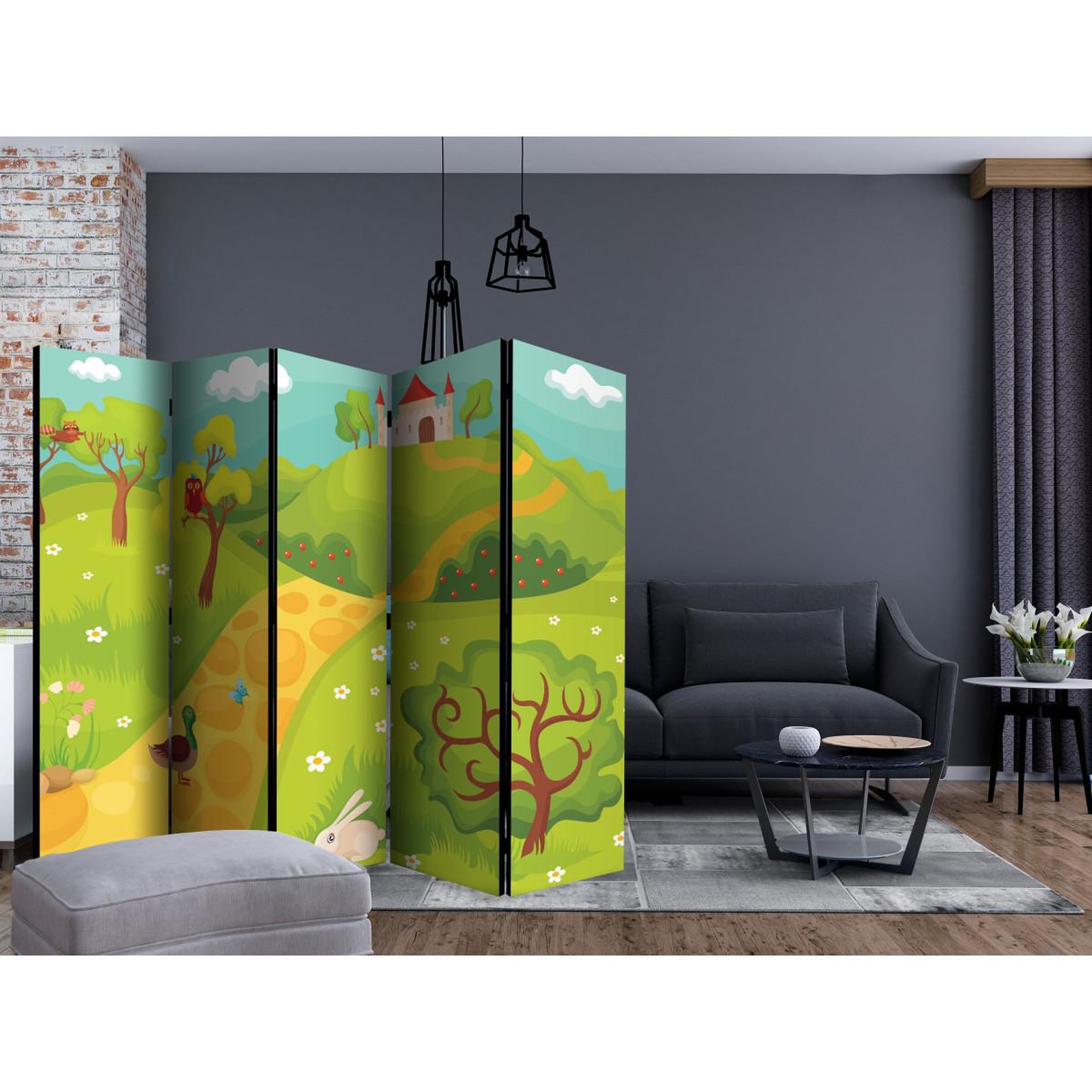 Voir la diapositive 2 : Paris Prix Paravent 5 volets  a path to a magical castle  172x225cm