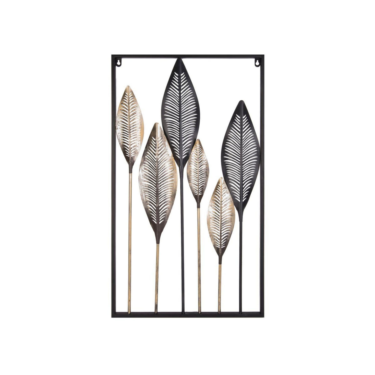 PRESENT TIME Décoration murale design métal Leaves - L. 44 x l. 80 cm - Noir et doré