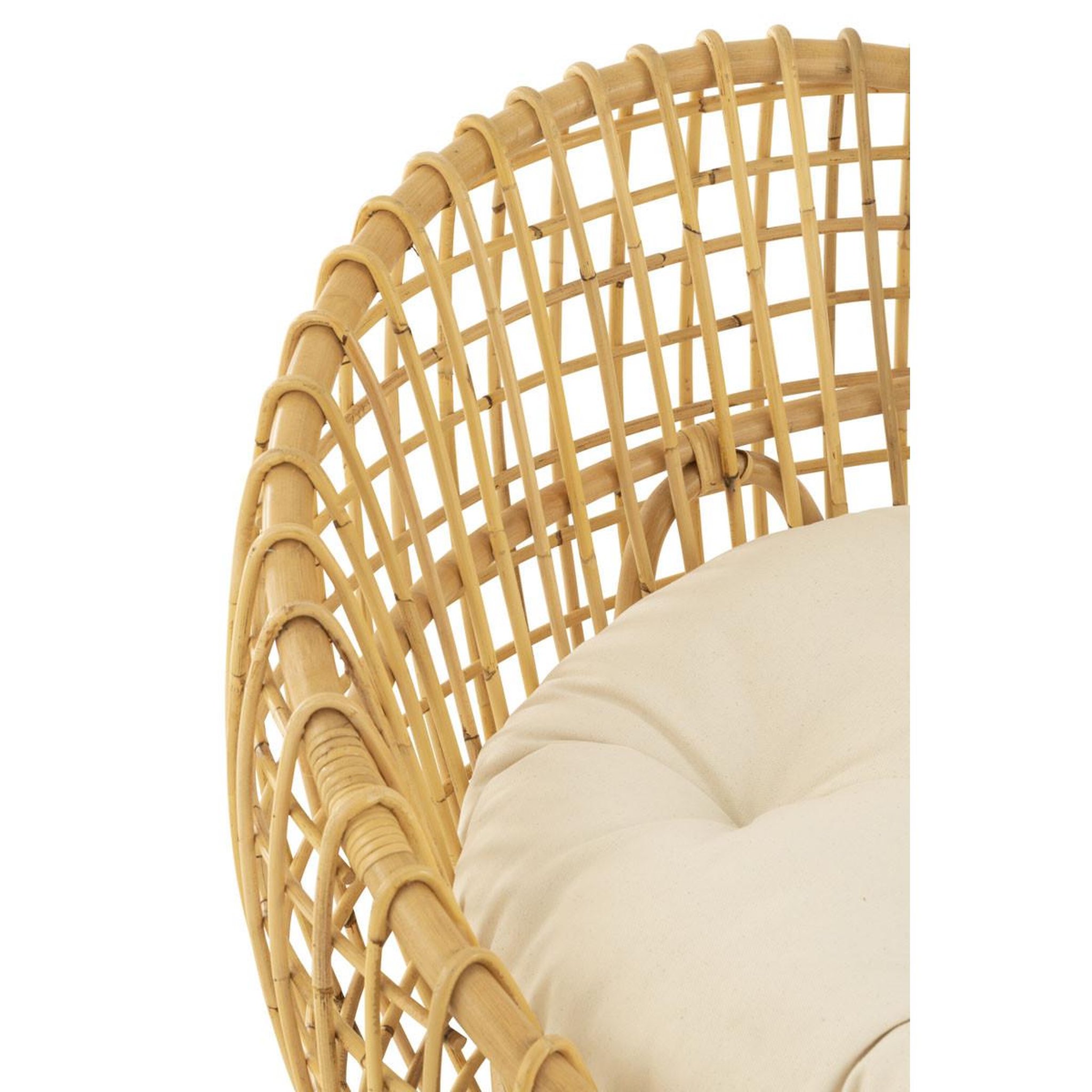 Voir la diapositive 5 : J-LINE Fauteuil en rotin & coussin  lise  84cm naturel