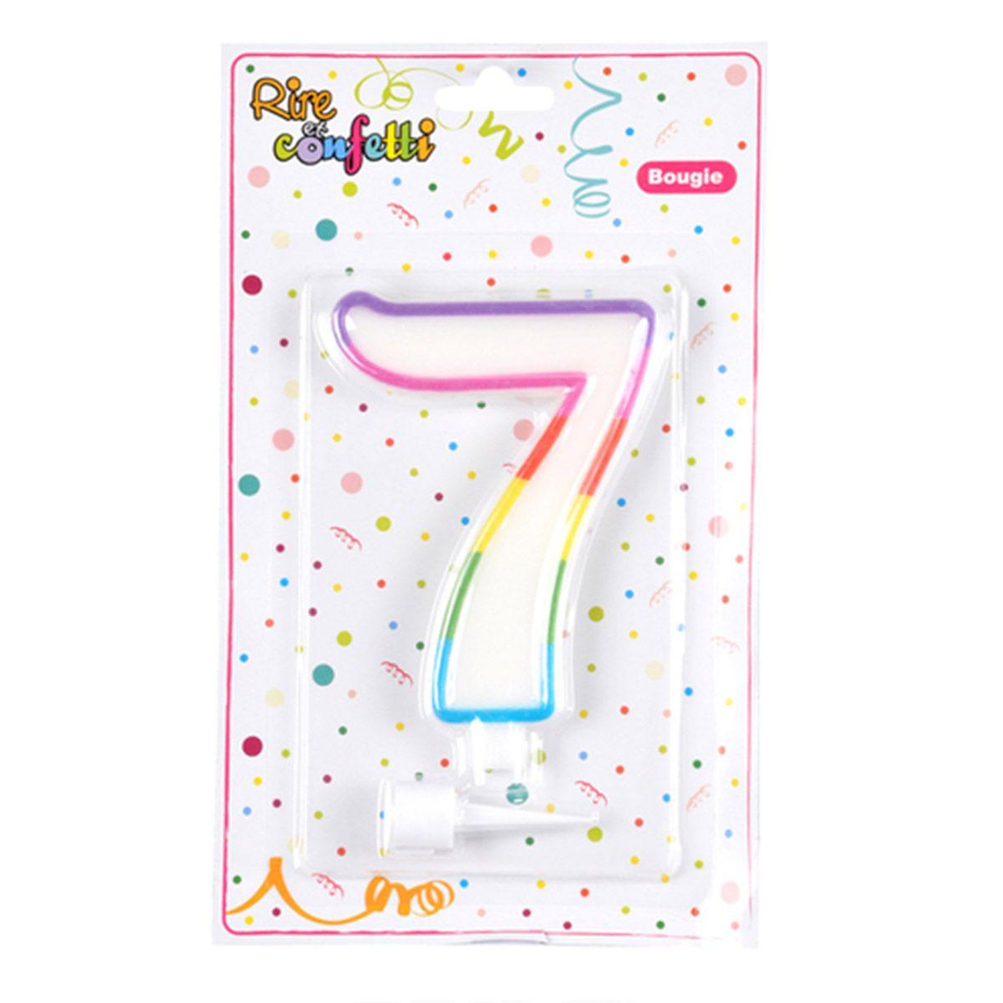 Voir la diapositive 3 : HOMEA Bougie d'Anniversaire  Chiffre 7  10cm Multicolore