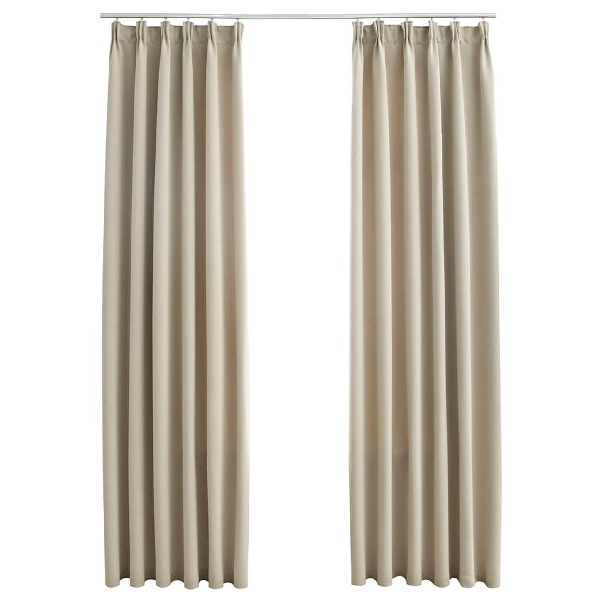Voir la diapositive 2 : VIDAXL Rideaux occultants avec crochets 2 pcs Beige 140x225 cm