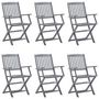 Voir la diapositive 2 : VIDAXL Chaises pliables d'exterieur lot de 6 et coussins Bois d'acacia