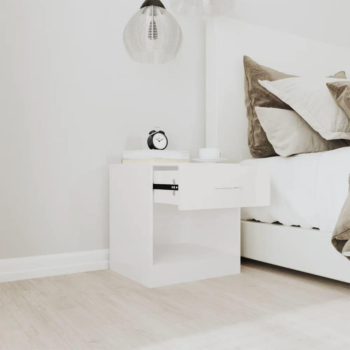 VIDAXL Tables de chevet 2 pcs avec tiroir Blanc brillant