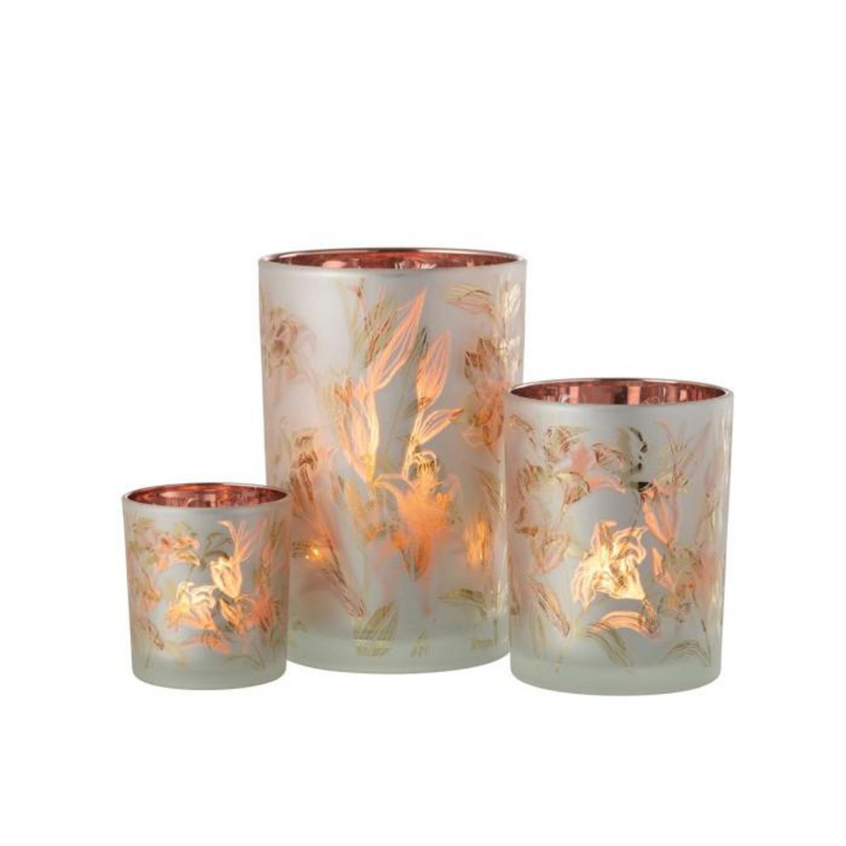 Paris Prix Photophore Déco en Verre Mat  Feuilles  18cm Multicolore