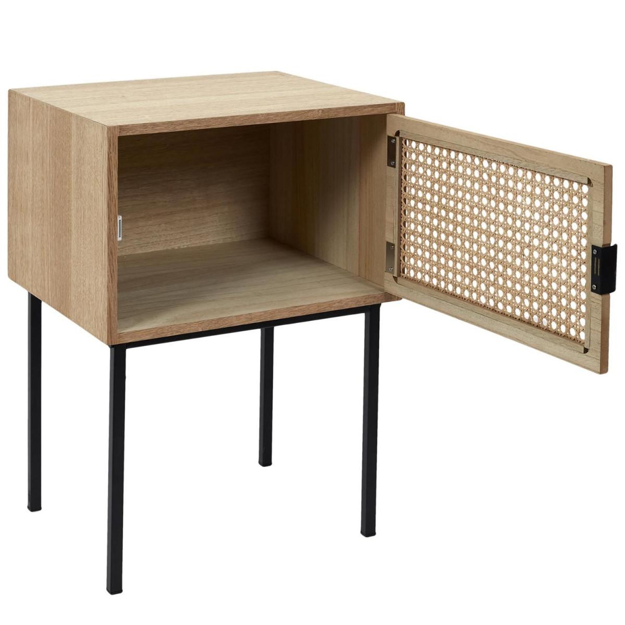 Voir la diapositive 3 : The Home Deco Factory Table de chevet en bois 1 porte  bessie  55cm naturel