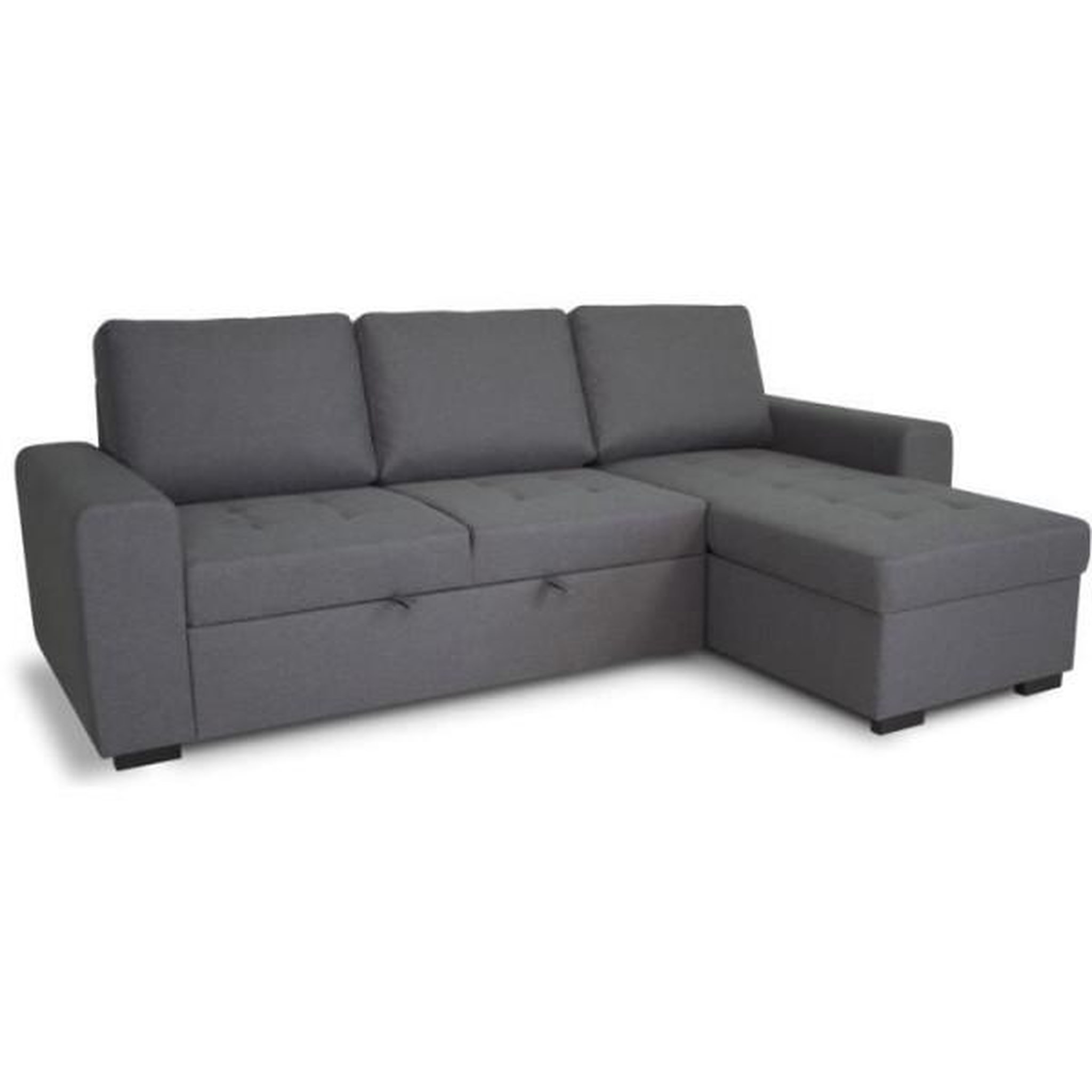 Voir la diapositive 2 : MARKET24 Canapé d'angle convertible réversible CATHY 3 places - Tissu Gris - L 242 x P 155 x H 85 cm