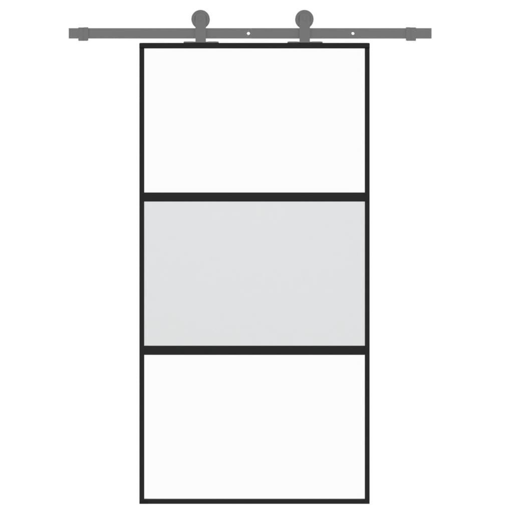 Voir la diapositive 3 : VIDAXL Porte coulissante noir 102,5x205 cm verre trempe aluminium