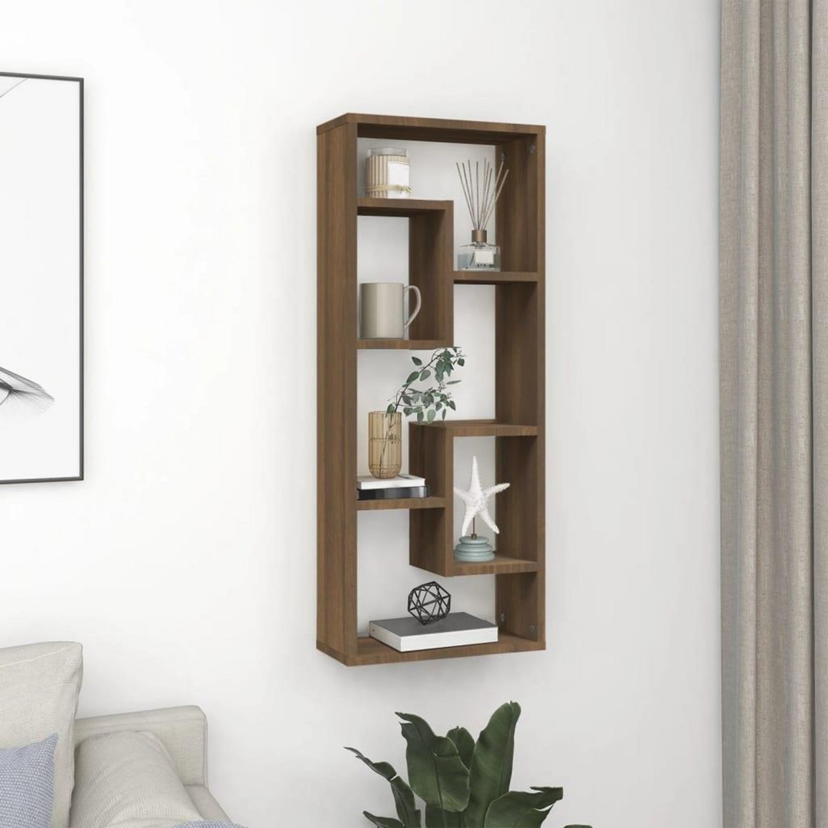 VIDAXL Etagere murale Chene marron 36x16x90 cm Bois d'ingenierie