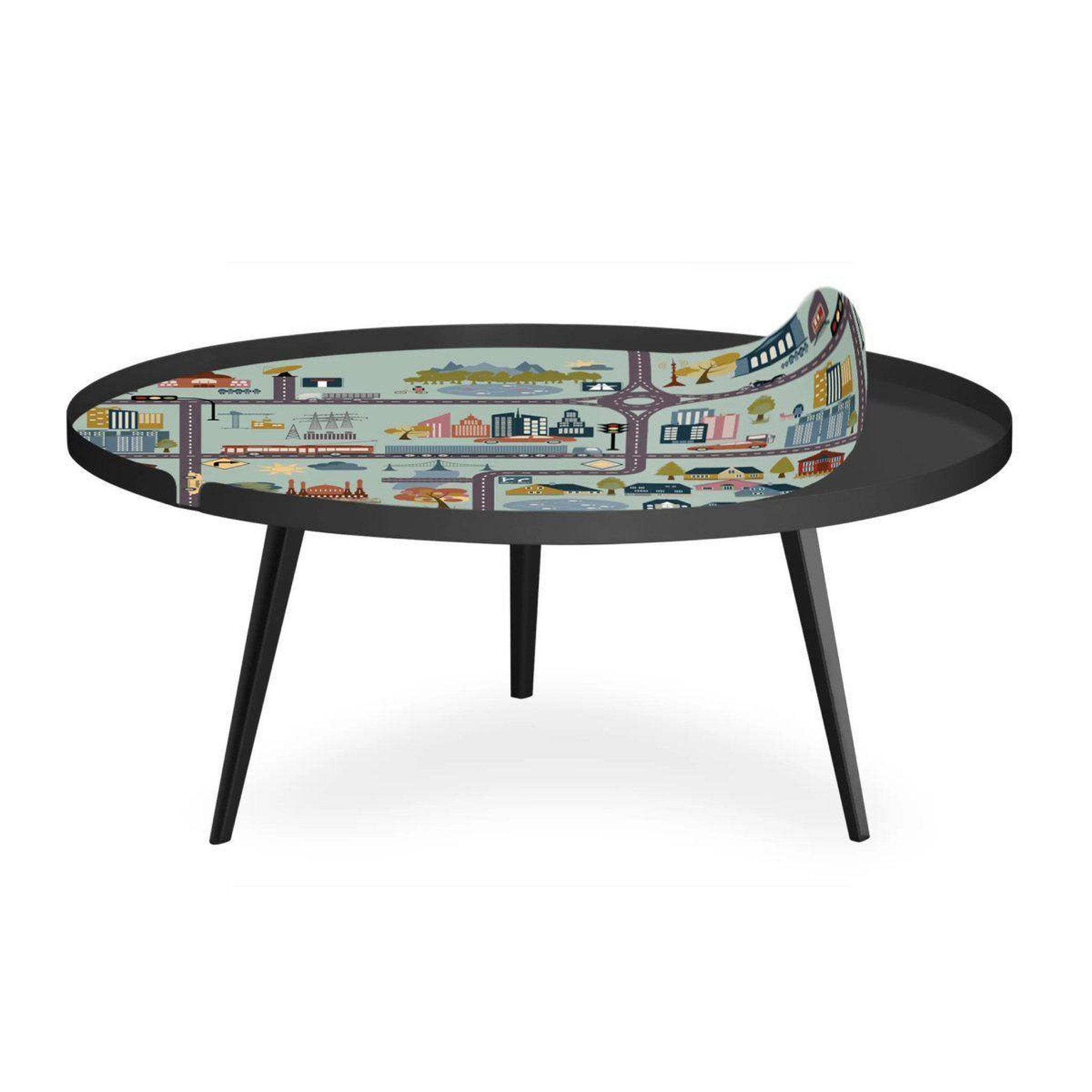 Voir la diapositive 1 : Paris Prix Table basse à rebord 1 cover  city  90cm noir