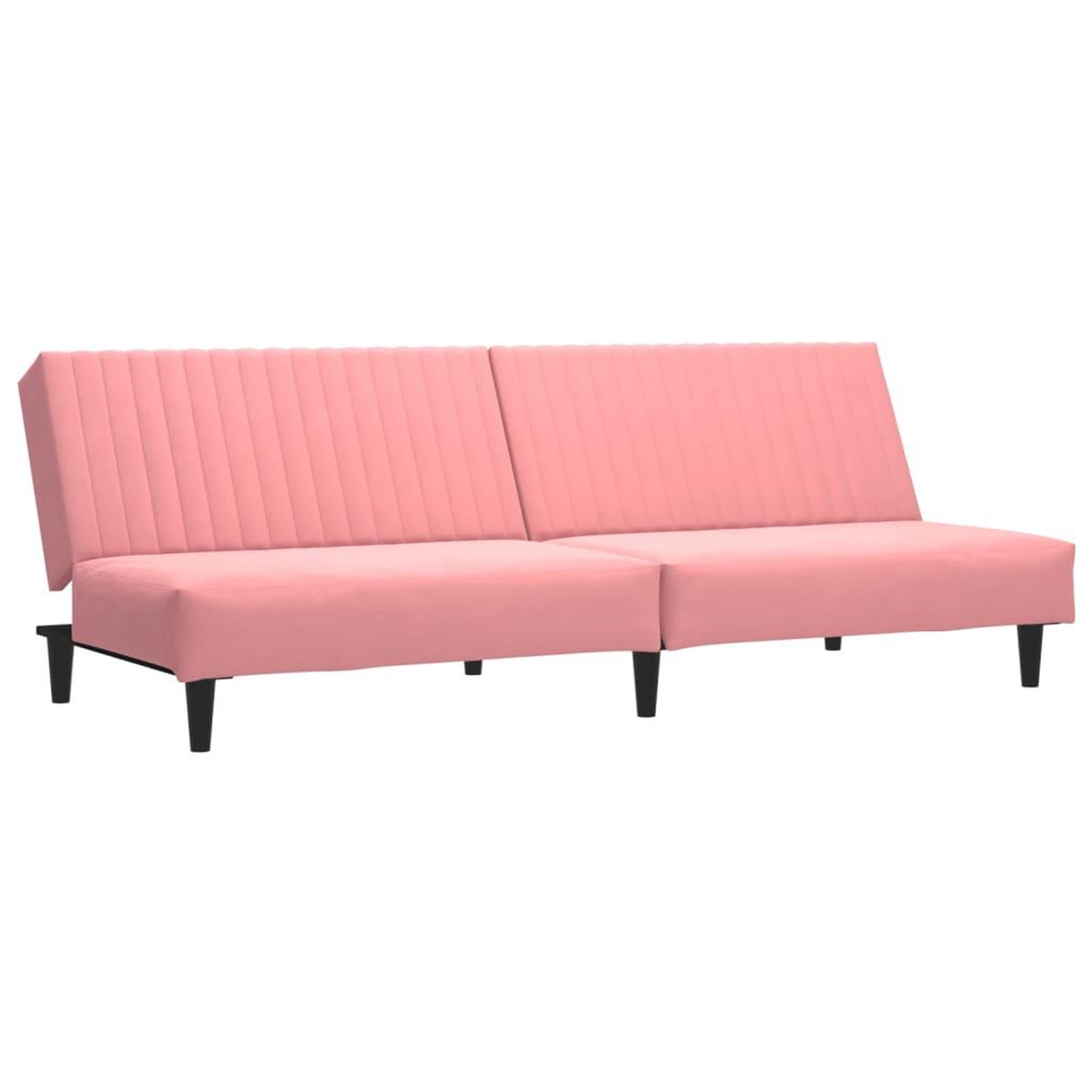Voir la diapositive 2 : VIDAXL Canape-lit a 2 places rose velours