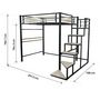 Voir la diapositive 3 : Habitat et Jardin Lit mezzanine en métal avec escalier  LENA  - 140 x 190 cm - Noir