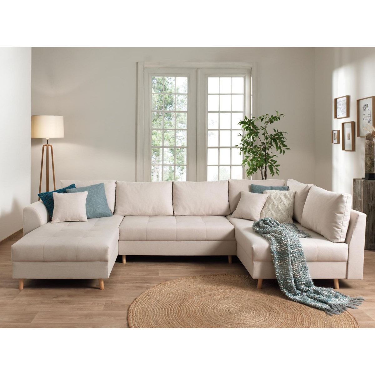 LISA DESIGN Rune - canapé panoramique - avec pouf d'appoint - 7 places - style scandinave - droit