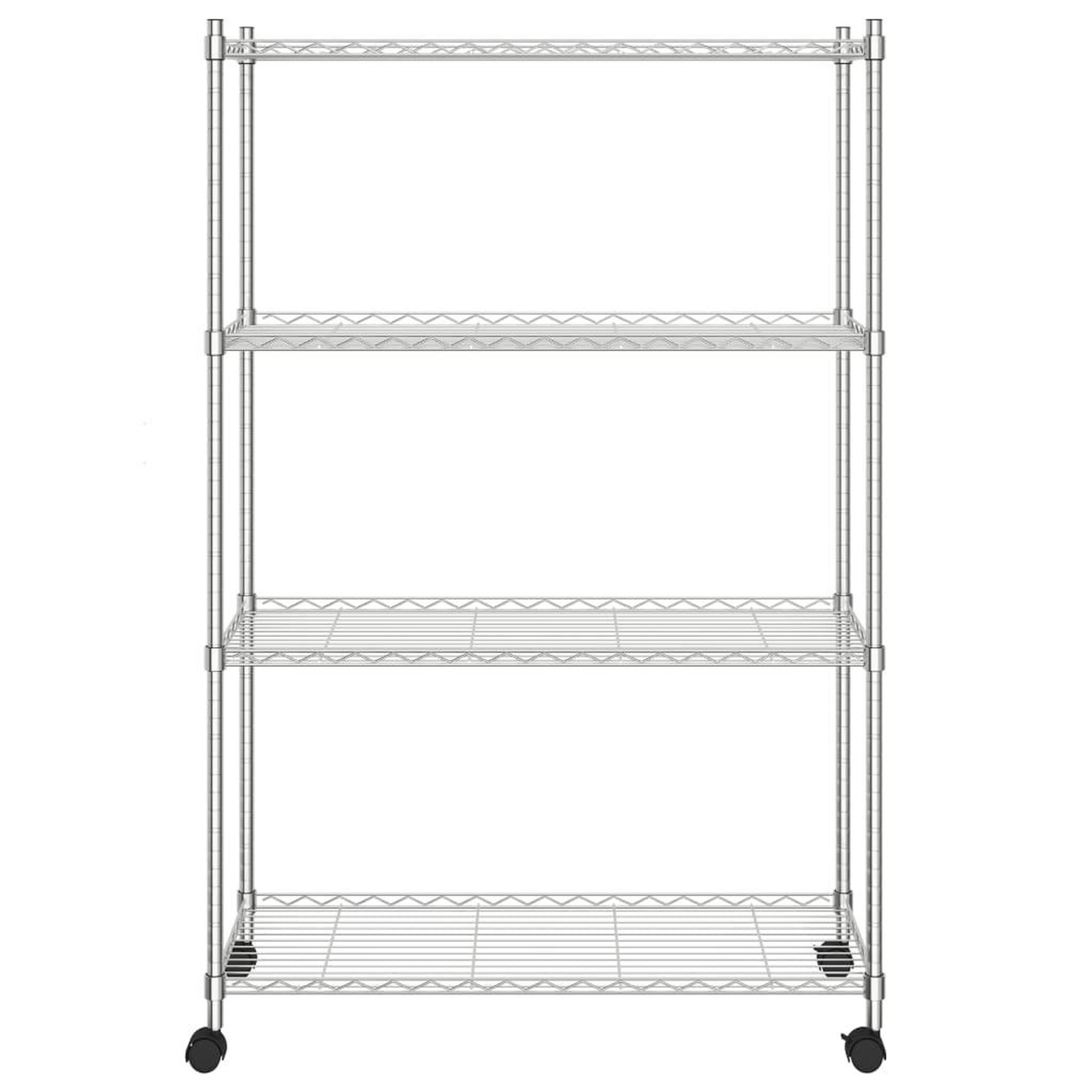 Voir la diapositive 3 : VIDAXL Etagere de rangement 4 niveaux et roues 90x35x142 cm chrome