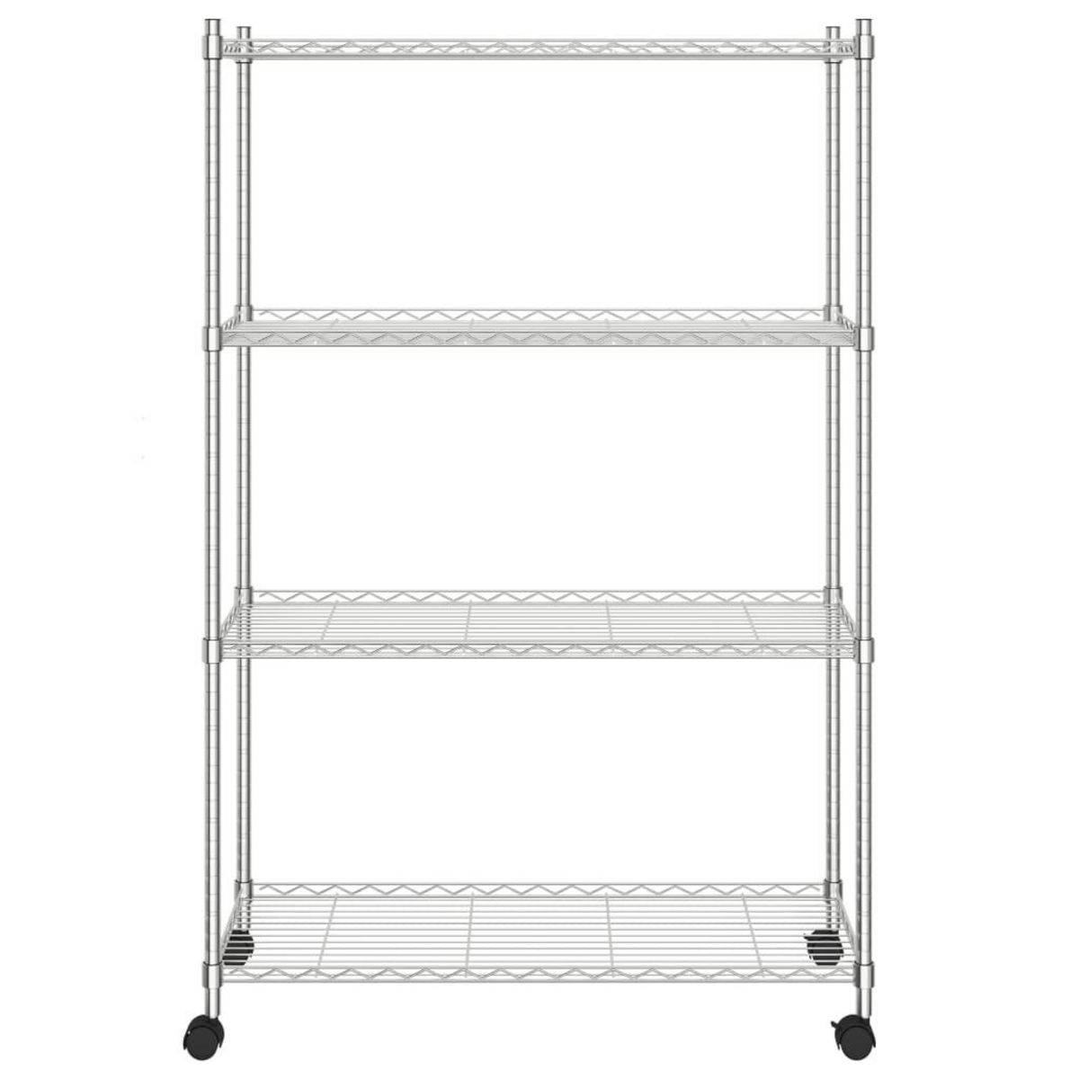 VIDAXL Etagere de rangement 4 niveaux et roues 90x35x142 cm chrome