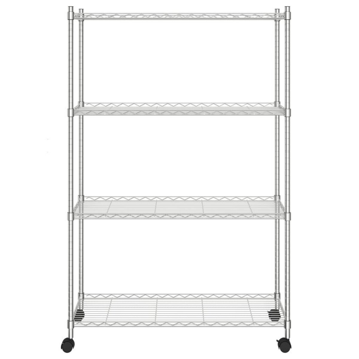 VIDAXL Etagere de rangement 4 niveaux et roues 90x35x142 cm chrome