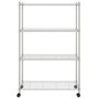 Voir la diapositive 3 : VIDAXL Etagere de rangement 4 niveaux et roues 90x35x142 cm chrome