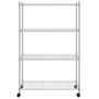 Voir la diapositive 3 : VIDAXL Etagere de rangement 4 niveaux et roues 90x35x142 cm chrome