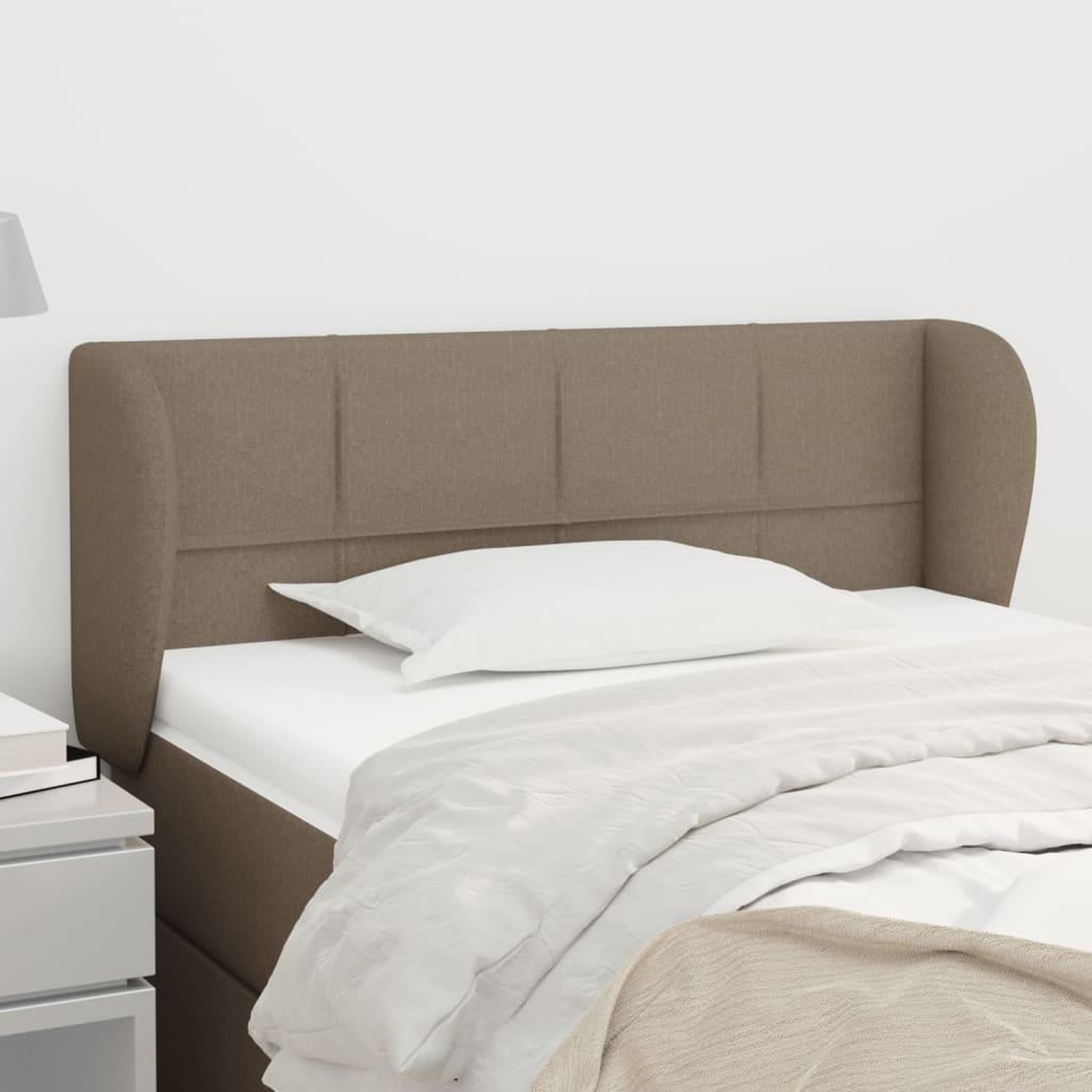 Voir la diapositive 1 : VIDAXL Tete de lit avec oreilles Taupe 83x23x78/88 cm Tissu