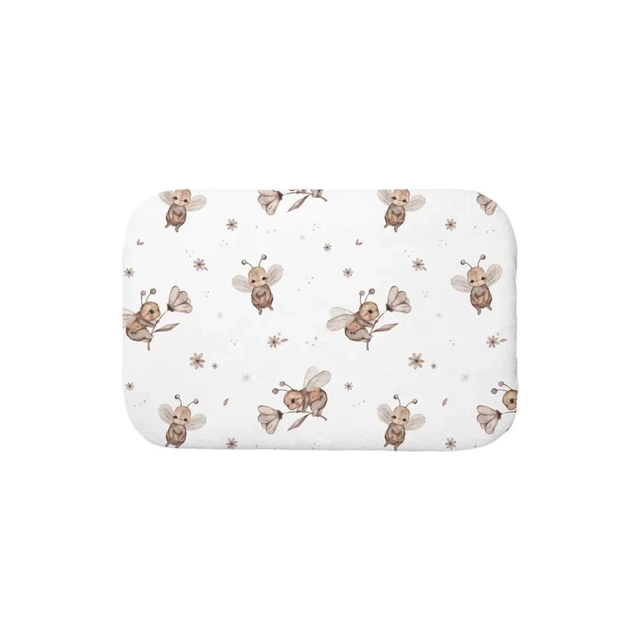 WALDIN Oreiller bébé 60 × 40 cm - motif abeilles, blanc