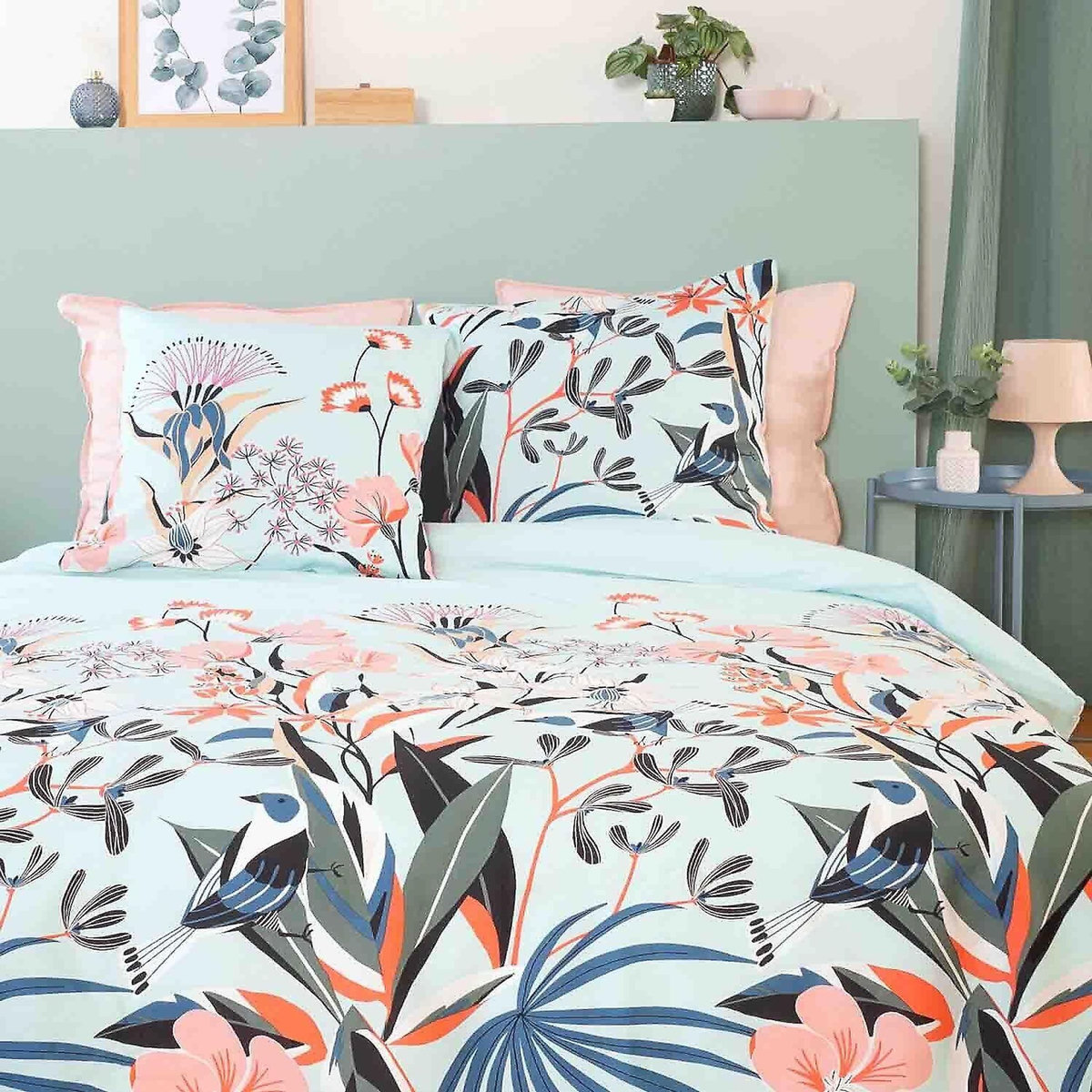 Home collection Parure housse de couette 100% satin de coton bio 78fils paya