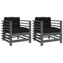 Voir la diapositive 2 : VIDAXL Chaises de jardin et coussins lot de 2 gris bois de pin massif