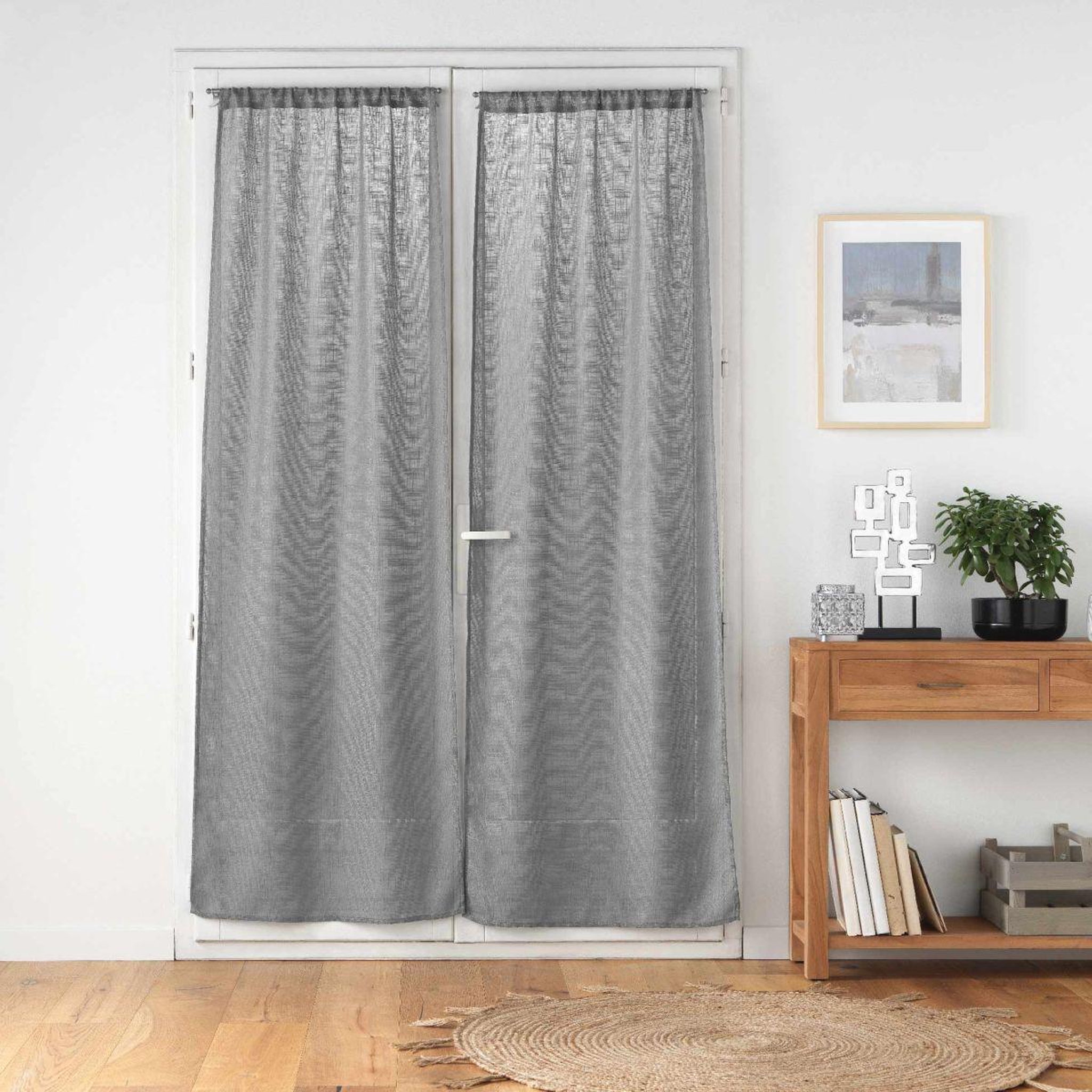 Voir la diapositive 4 : Douceur d'Intérieur Paire de voilages passe-tringle  haltona  70x240cm gris