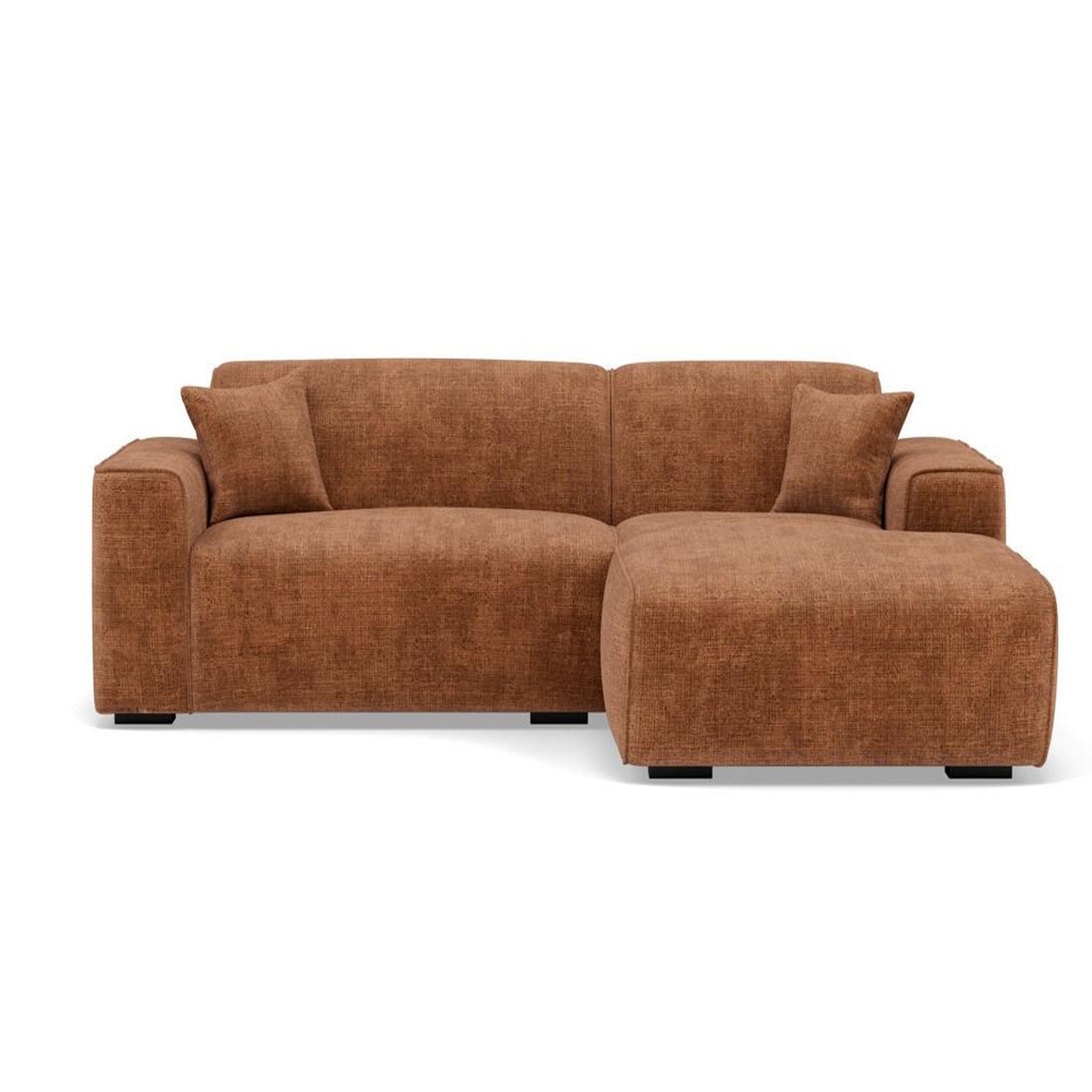 Voir la diapositive 1 : BEST MOBILIER Lison - canapé d'angle droit 4 places en velours texturé