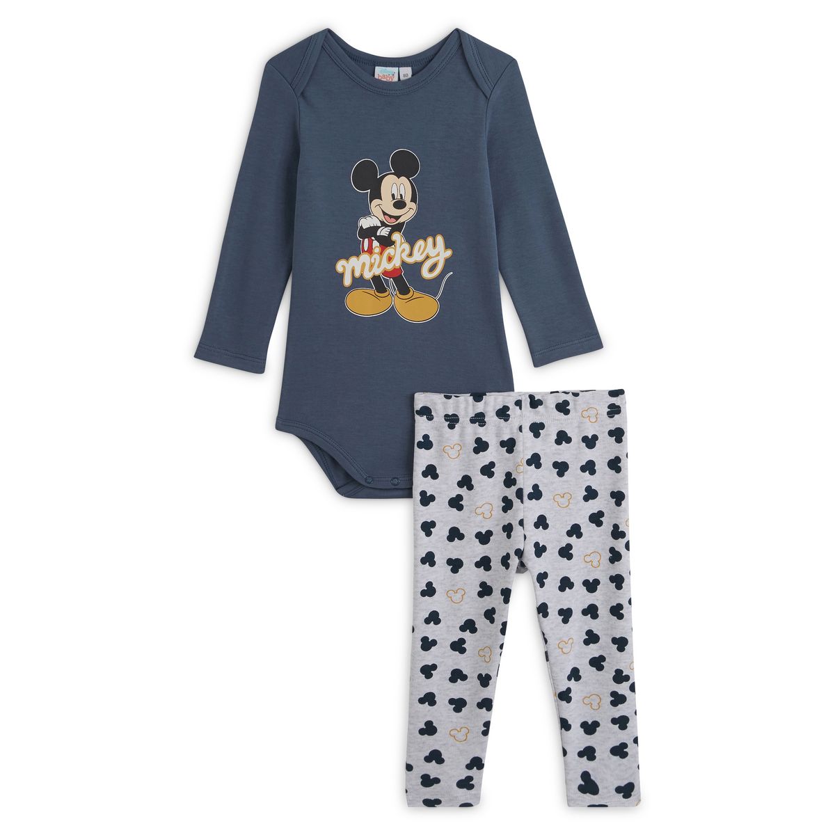 MICKEY Ensemble body manches longues + body bébé garçon Mickey