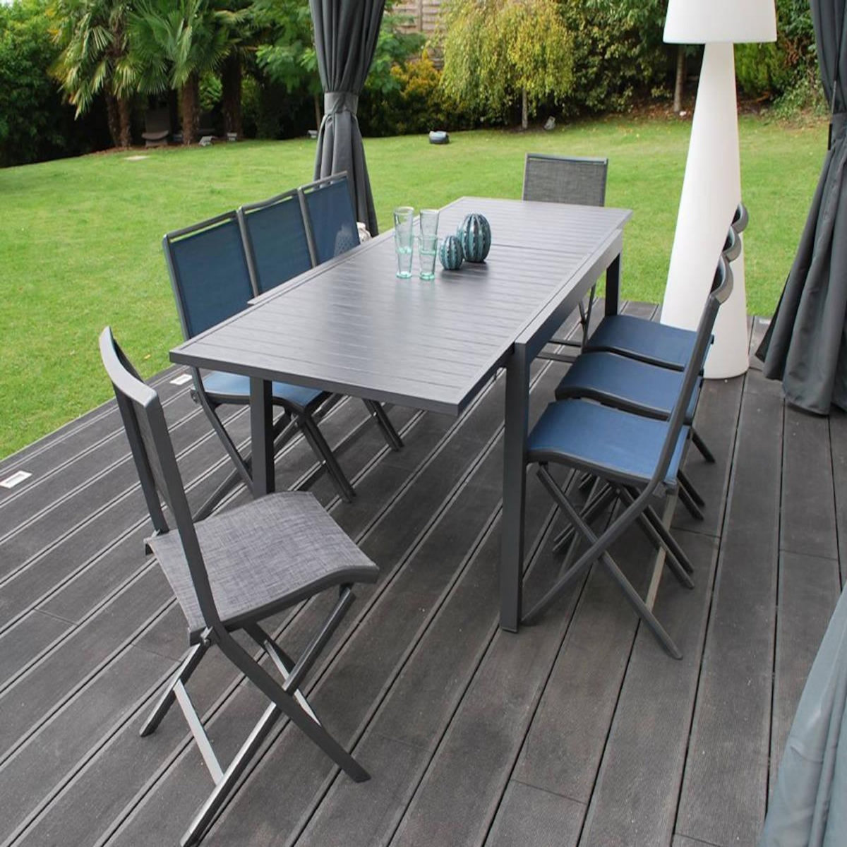 JARDIDECO Table de jardin Lanza extensible en aluminium - Jardideco