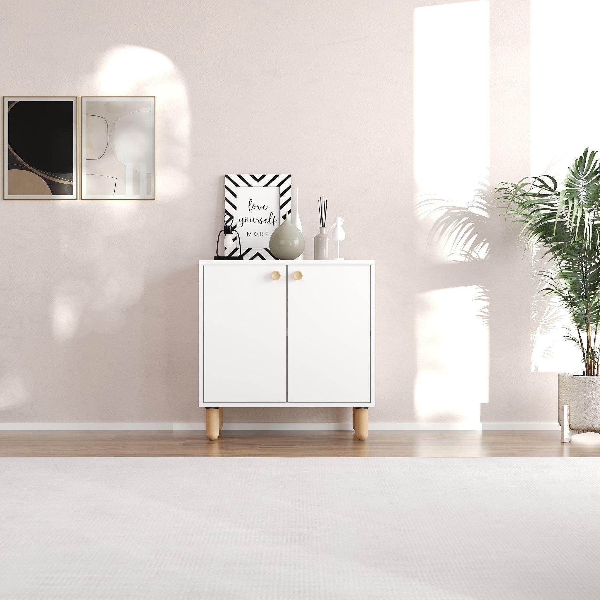 Voir la diapositive 3 : Habitat et Jardin Buffet en bois  lina  - 72 x 36 x 73 cm - blanc