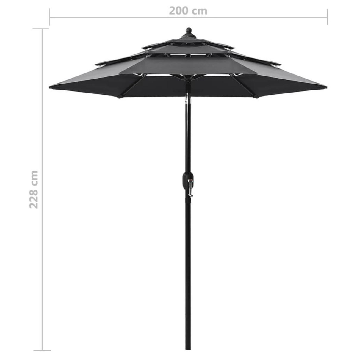 VIDAXL Parasol de jardin a 3 niveaux avec mat en aluminium anthracite