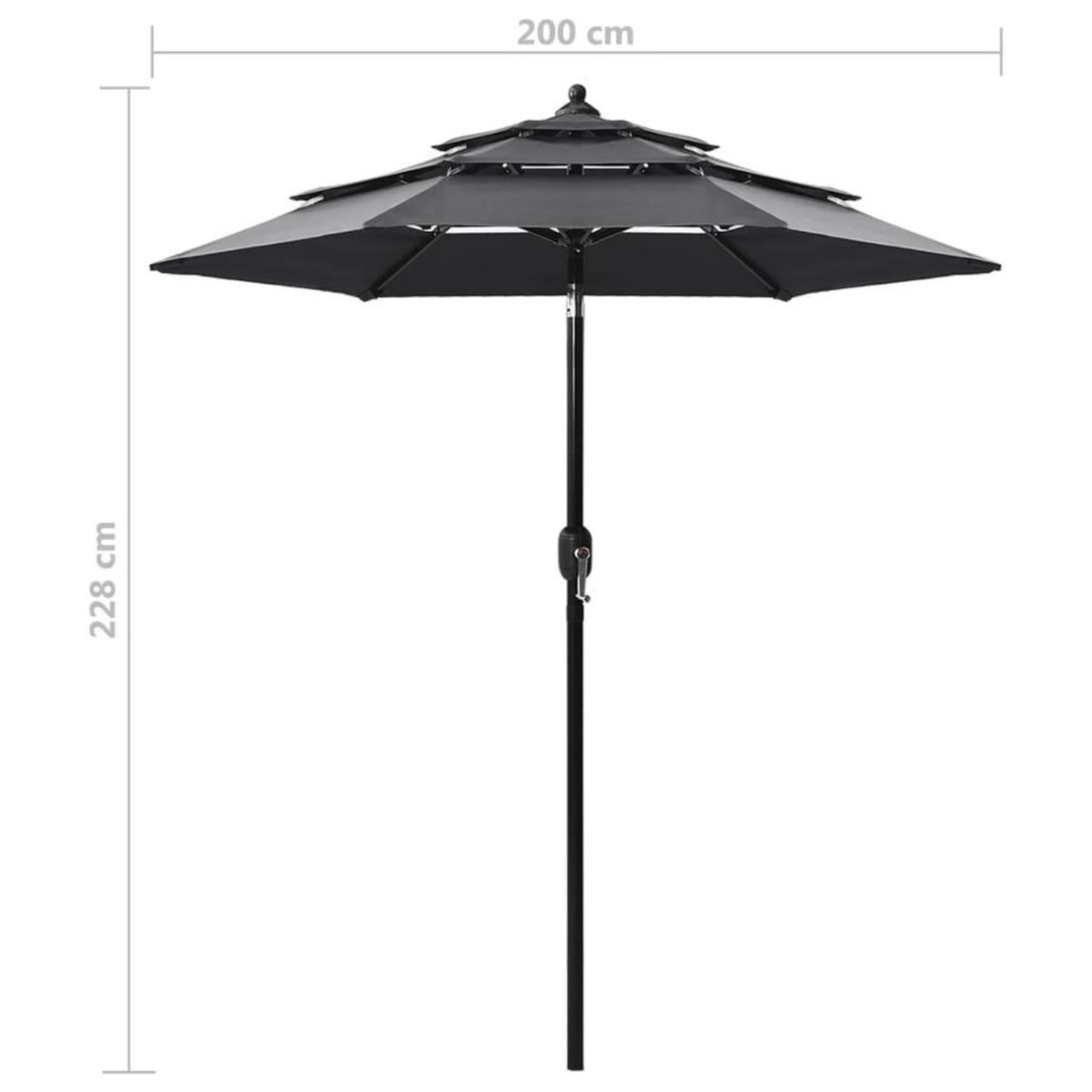 VIDAXL Parasol de jardin a 3 niveaux avec mat en aluminium anthracite