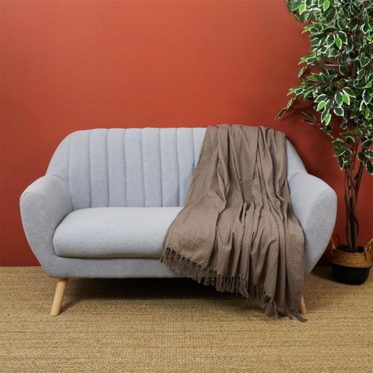 Paris Prix Jeté de Canapé  Gaufré  130x160cm Taupe