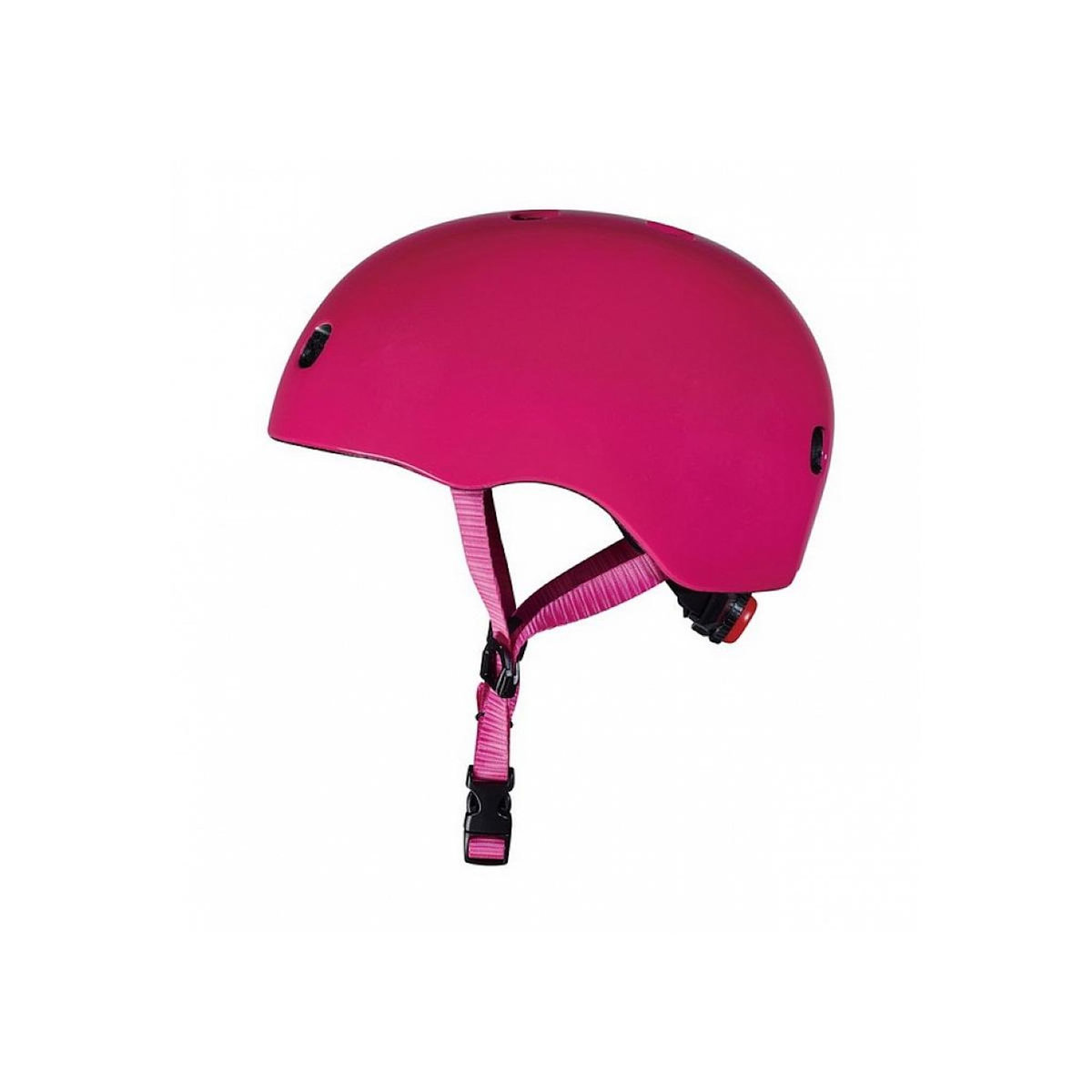 Micro Casque Velo et Trottinette Framboise brillant boucle magnetique lumiere LED Taille M