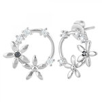 SC CRYSTAL Boucles d'oreilles fleurs par SC Crystal ornées d'un véritable diamant noir
