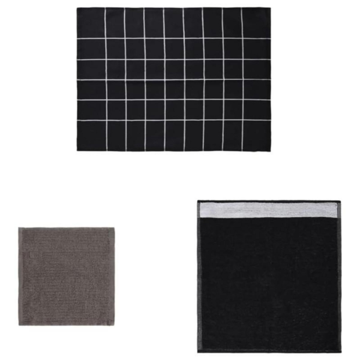 VIDAXL Ensemble de serviettes 12 pcs noir coton