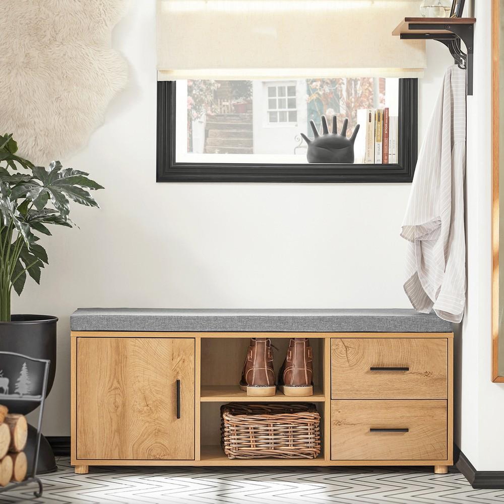 Voir la diapositive 2 : SOBUY SoBuy - Banc de rangement à chaussures avec 2 tiroirs - Chêne Clair - 110x35x47cm - FSR148-N