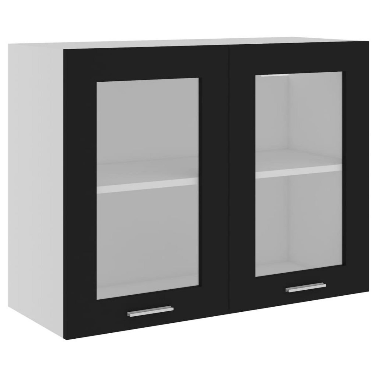 VIDAXL Armoire en verre suspendue Noir 80x31x60 cm Bois d'ingenierie