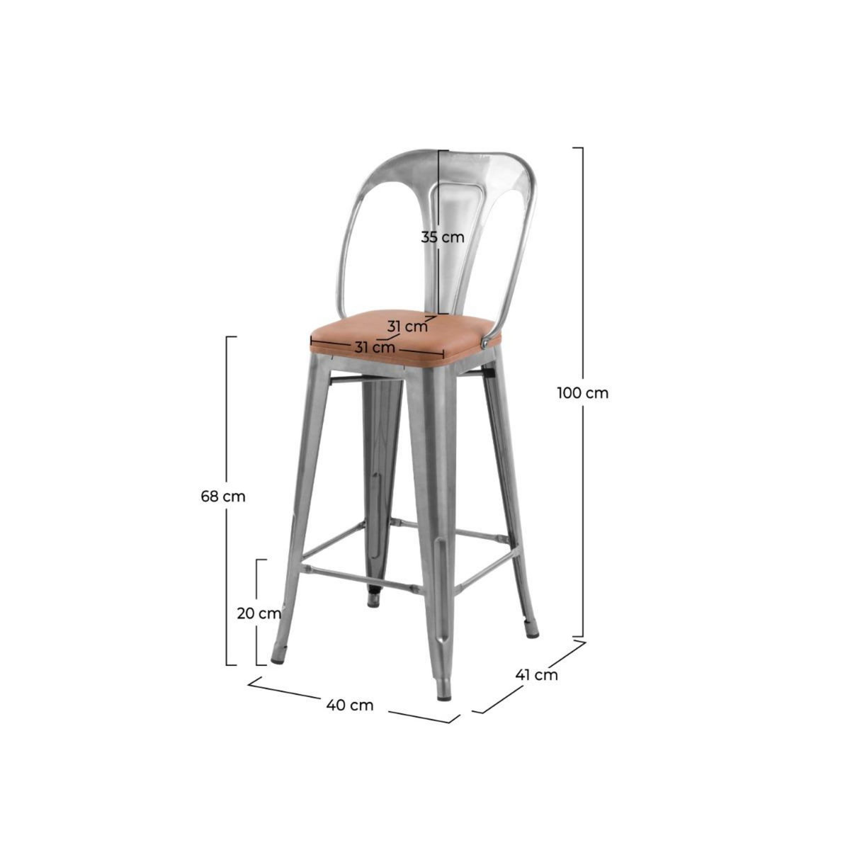 Rendez vous déco Lot de 2 chaises pour îlot central 68 cm noires et marron - Charly